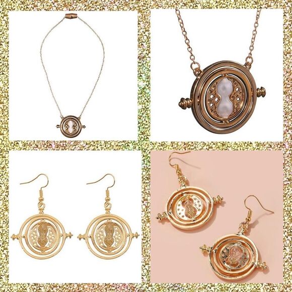 Harry Potter Time Turner Necklace & Earrings Set - Picture 1 of 14